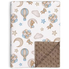 Bear Baby Blanket for Unisex Boys Girls, Blue Bear Soft Minky Blanket with Do...