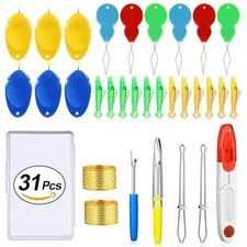 31 Pcs Needle Threaders for Hand Sewing, Fits All Needle Sizes,Include Gourd 