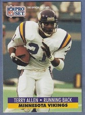 1991 Pro Set Football #833 Terry Allen Rookie Card Vikings. rookie card picture