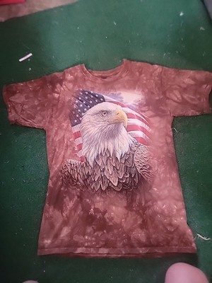 The Mountain Bald Eagle USA Flag Men's T-Shirt Short Sleeve M