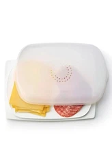 Tupperware CheeSmart Low Rectangular Cheese Smart Container Keeper White~NEW