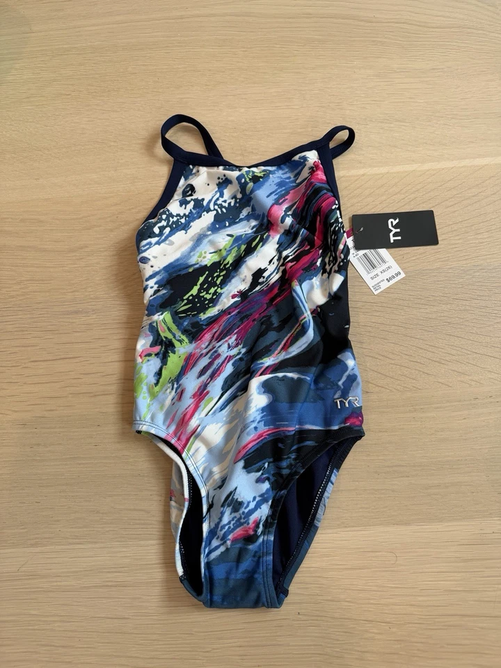 NEW WITH TAGS - TYR Women's Transient Diamondfit One Piece Swimsuit Blue Size 26 - Image 3 of 4