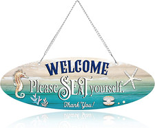 Hanging Sea Decorations Funny Bathroom Metal Wall Decor Sign Beach Marine The...