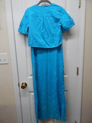 Denim & Co. Crochet Trim Knit Maxi Dress & Shrug-Aqua Blue-XXS-NEW-A230913  | eBay
