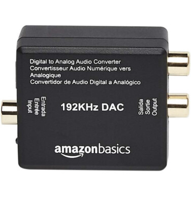 Amazon Basics 192Khz Digital Optical Coax to Analog RCA Audio Converter New