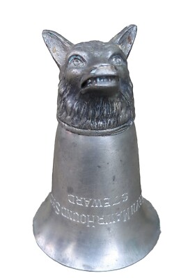 Antique Pewter Wolf's Head Stirrup Cup BRYN MAWR Hound Show