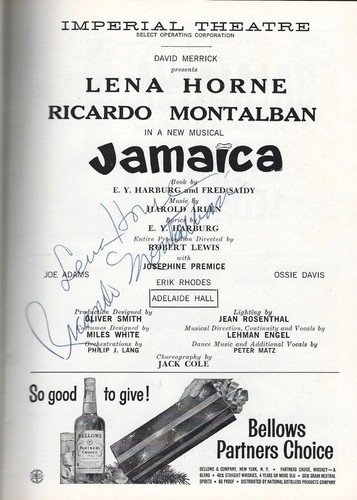 1957 autógrafo firmado a mano de Lena Horne y Ricardo Montalbán JAMAICA MUSICAL - Imagen 3 de 6