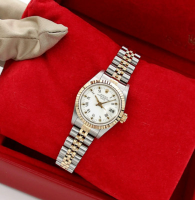Rolex Lady Datejust Ref. 69173 - Weißes römisches Zifferblatt - Jubiläumsarmband - Full Set