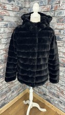 Madeleine Women’s Black Faux Fur Quilted Reversible Jacket Coat Size Uk 16