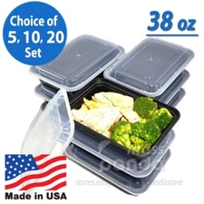 Pactiv 38 oz Plastic Meal Prep Food Containers w/ Lids, High Quality Made in USA