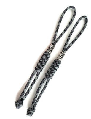 Paracord Lanyard/Keychain 550 (Titanium) Snake Knot Nordic Beads (2 Pack) 
