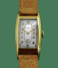 Vintage 30's HAMPDEN  14k Yellow  Gold Art Deco Wrist Watch Swiss Made for US Co