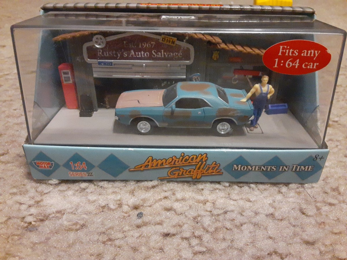 Vtg 1970 Dodge Challenger Rusty's Auto Salvage Diorama 1:64