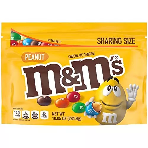 M&M'S Peanut Milk Chocolate, Sharing Size, 10.05 oz Resealable Bag - Picture 1 of 8