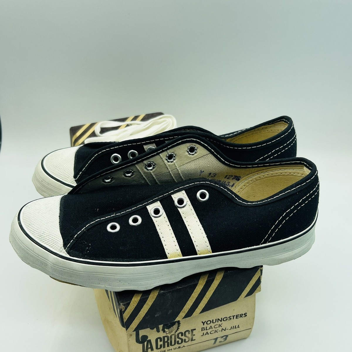 Vintage 60's LaCrosse La Crosse Canvas Sneakers Boys Size 13 NOS