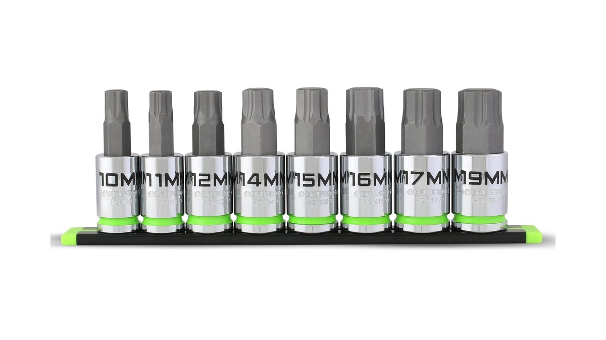 GRIPEDGE HEX Bit Socket Set | 8-PC - 1/2'' Drive Metric RPT Hex