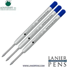 3 Pack- Monteverde P15 Soft Roll Ballpoint Refill Blue Super Broad Tip 1.4mm