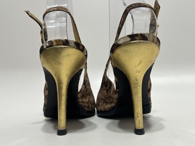 Vtg DOLCE & GABBANA D&G LEOPARD PRINT SLINGBACK HEELS 37 | eBay