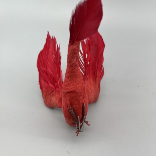 Vtg Flocked and Feather Cardinal Flying Wire Bird Christmas Ornaments Set Of 3 - Picture 5 of 11