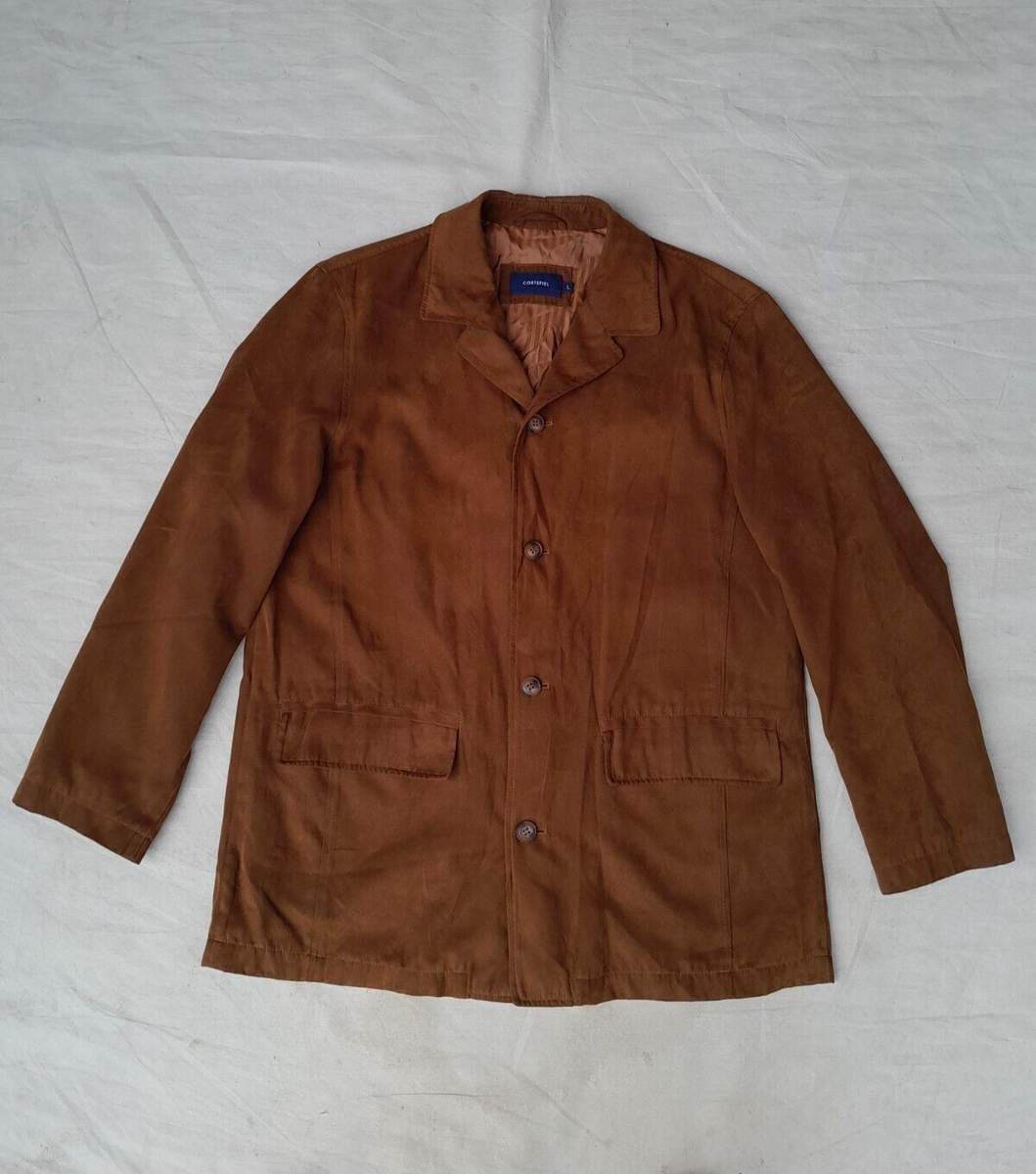Cortefiel Jacket Mens Large Tan Brown Vegan Suede