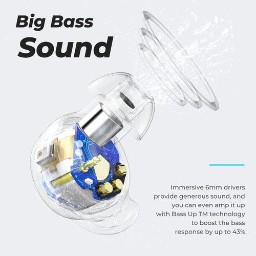 Tribit Wireless Earbuds 100H Playtime Bluetooth 5.0 IPX8 Waterproof Built in Mic - Picture 4 of 6