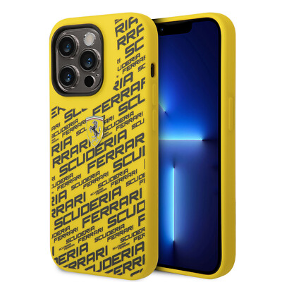 Ferrari iPhone 14 Pro Hülle Cover Case Silicone Innenfutter Scuderia All Over