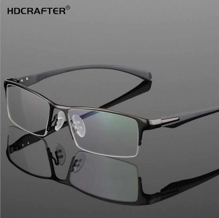 Men Metal Business Optical Glasses Half Frame Square Myopia Glasses Frames  New
