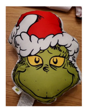 2022 Dr. Seuss The Grinch in Santa Cap Christmas Holiday Shaped Throw Pillow