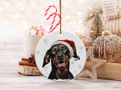 Doberman Ceramic Christmas Ornament - Personalize Back With Pet's Name and Year - Picture 4 of 5