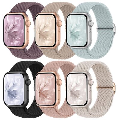 6 Pack Braided Stretchy Bands Compatible with Apple Watch Band 38mm 40mm 41mm...