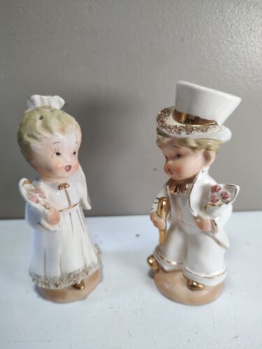 Bride & Groom Salt & Pepper Shakers Midcentury Porcelain Wedding Decoration - Picture 6 of 15