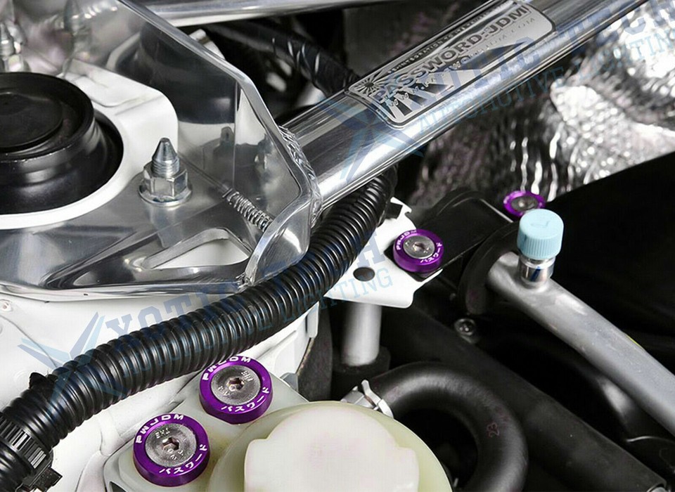 10x M6 Jdm Billet Aluminum Fender/bumper Washer/bolt Engine Bay Dress Up Kit - Foto 5