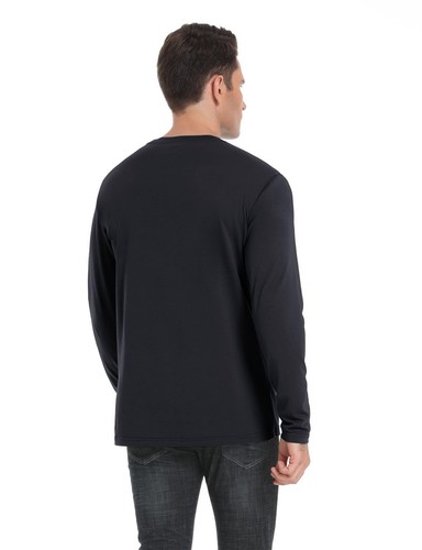 Men's Casual Cotton Shirts Long Sleeve Crewneck Quick Dry Sport Plain T-Shirts - Picture 81 of 162