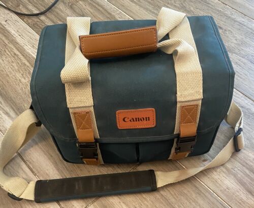 Vintage Canon Camera Professional Travel Bag Large Canvas Pack Padded Tote - Picture 1 of 18