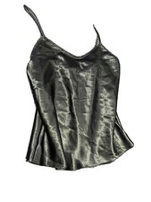 Escapades Womens Cami Top Small Black Satin Pullover Camisole Vintage 90  s