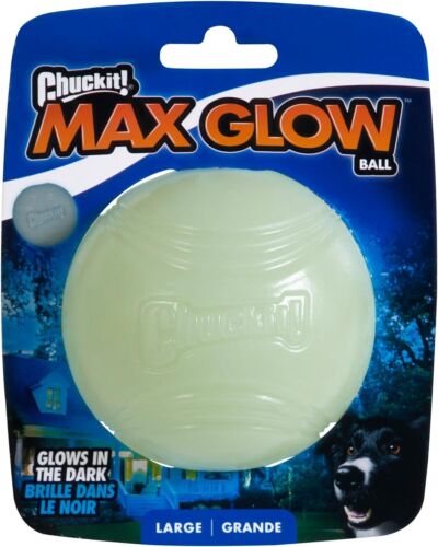 Chuckit! Max Glow Ball Dog Toy, Large (3 Inch Diameter) for Dogs 60-100 lbs