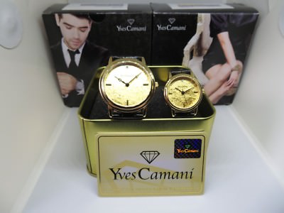YVES CAMANI GESCHENKBOX VERGOLDET. DAMEN + HERREN UHREN. NEU