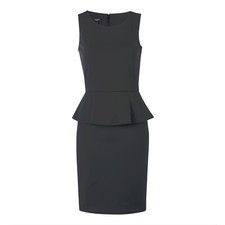 Hobbs Ria Black Peplum Pencil Dress Size 12 Sleeveless LBD Business Work Cocktai