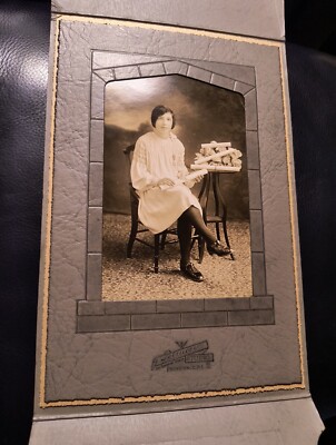 Art Deco Mat c1930s Photo Lady White Dress~Great For Victorian Vignettes!