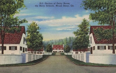 Postcard Section of Dairy Barns, the Berry School, Mount Berry, Ga. Linen