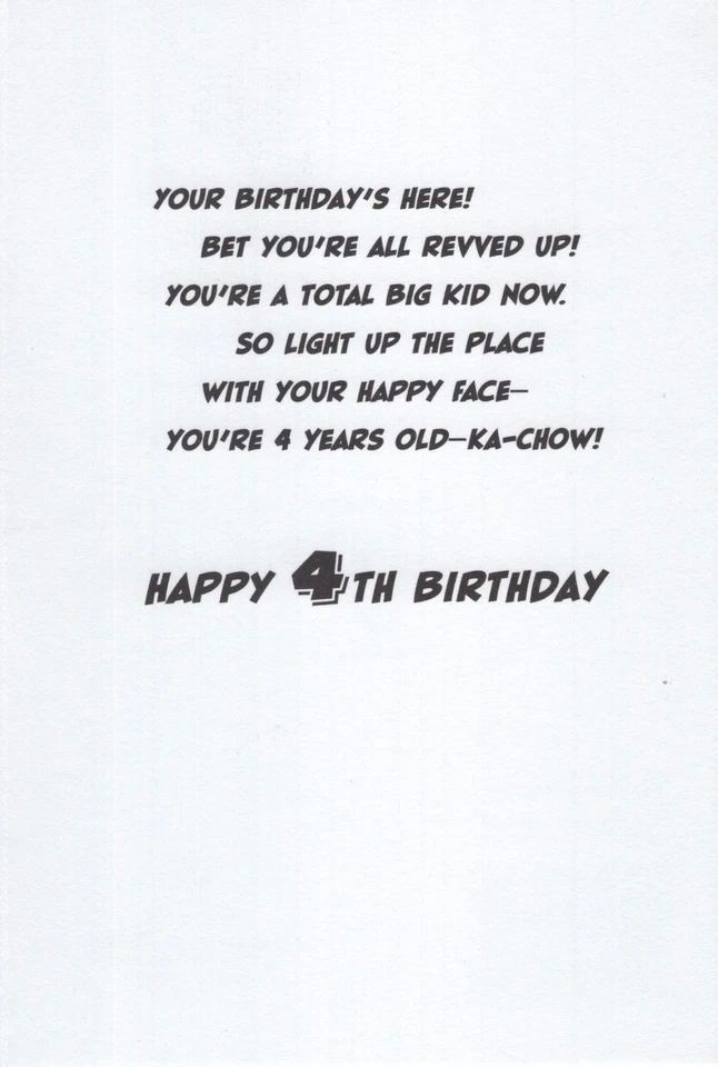 Cartão de comemoração de aniversário Lightning McQueen 4º aniversário carro de corrida vermelho - Imagem 2 de 2