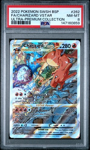 2022 POKEMON SWSH BLACK STAR PROMO #262 FULL ART/CHARIZARD VSTAR PSA 8