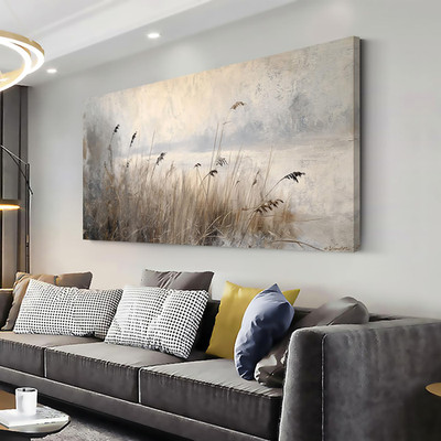 Lasmond Vintage Meadow Wall Art For Living Room Reed Grass Canvas Painting