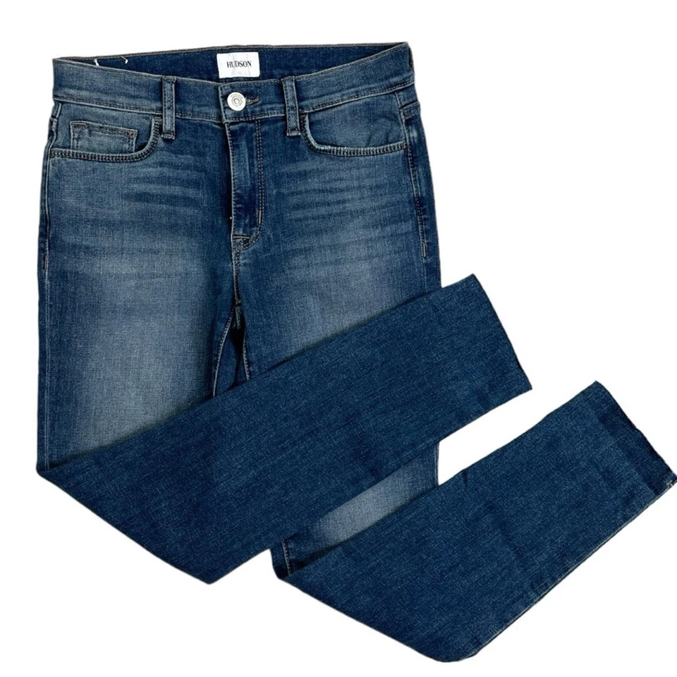 Pantalones de mezclilla HUDSON Natalie dobladillo crudo tobillo súper ajustados talla 26 en lavado medio Foto 2 de 4
