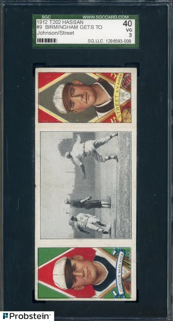 1912 T202 Walter Johnson Charles Street SGC 3 Senators HOF