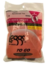 Leggs Day Sheer To Go Plus Knee Highs Pantyhose Taupe 3 Pairs Plus Size