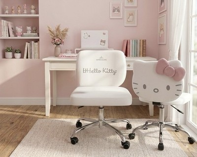 Impressions Vanity Hello Kitty  Kawaii Swivel Vanity Chair, White
