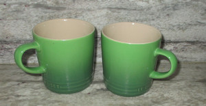 Le Creuset BAMBOO GREEN  Color London 12 ounce Set of 2 mugs BRAND NEW