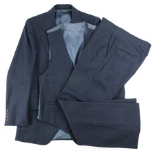 Bespoke Custom Navy Chalk Line Striped 3 Piece Suit 37R Jacket 29 x 30.5 Pants