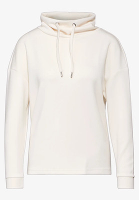 Street One Damen Shirt Pullover Pulli Sweatshirt Langarm Weiß Silk-Look Gr. 40